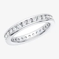 (H-I / Si1-Si2) 3MM 1 CT. T.W. Lab Grown White Diamond 10K White Gold Eternity Wedding Band