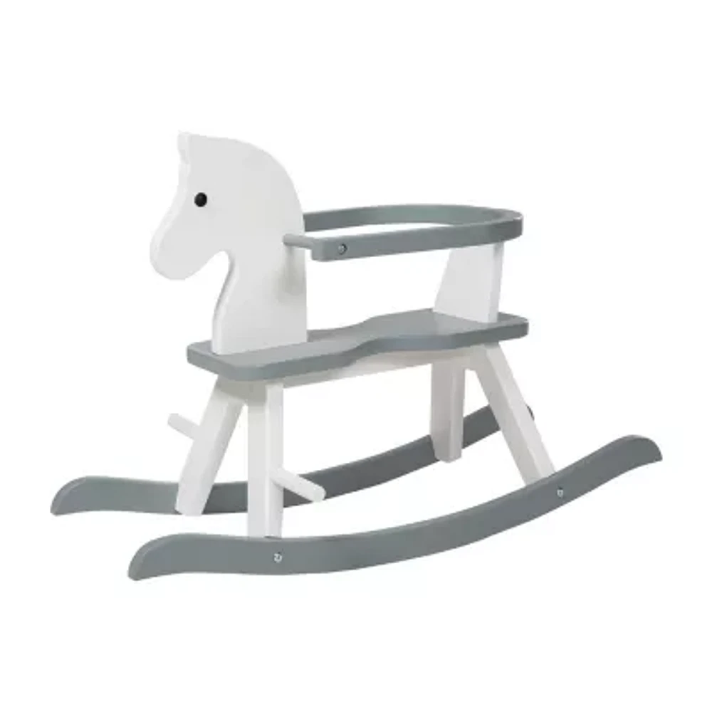 Wooden Rocking Horse - White & Gray Rocking Horse