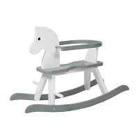 Wooden Rocking Horse - White & Gray Rocking Horse