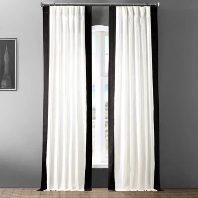 Exclusive Fabrics & Furnishing Vertical Colorblock 100% Cotton Rod Pocket Back Tab Light-Filtering Single Curtain Panels