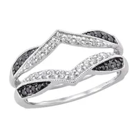 Midnight Black Womens 1/3 CT. T.W. Natural Diamond 14K White Gold Ring Guard