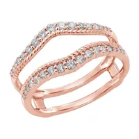 Womens 3/8 CT. T.W. Natural White Diamond 14K Rose Gold Ring Guard