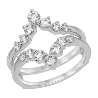 Womens 1 CT. T.W. Natural White Diamond 14K Gold Ring Guard