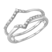 Womens 1/5 CT. Natural White Diamond 14K Gold Wedding Ring Guard