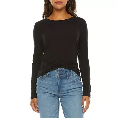 a.n.a Womens Crew Neck Long Sleeve T-Shirt