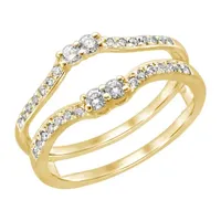 Womens 1/3 CT. T.W. Natural White Diamond 14K Gold Side Stone Ring Guard