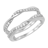 Womens 1/3 CT. T.W. Natural White Diamond 14K Gold Wedding Ring Guard