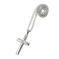 1/10 CT. T.W. Natural White Diamond Stainless Steel Cross 2-pc. Jewelry Set