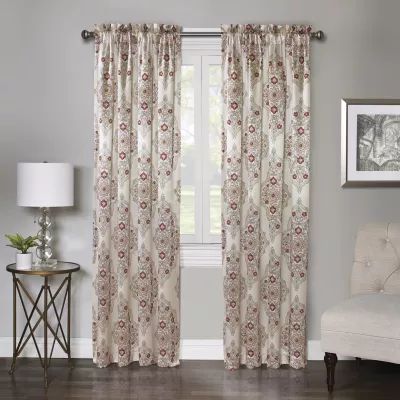 Regal Home Regency Medallion Rod Pocket Light-Filtering Single Curtain Panels