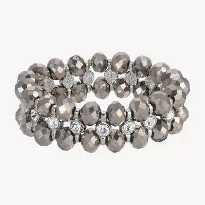 1928 Silver Tone Crystal Stretch Bracelet