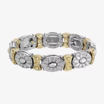 1928 Two-Tone Flower Stretch Bracelet