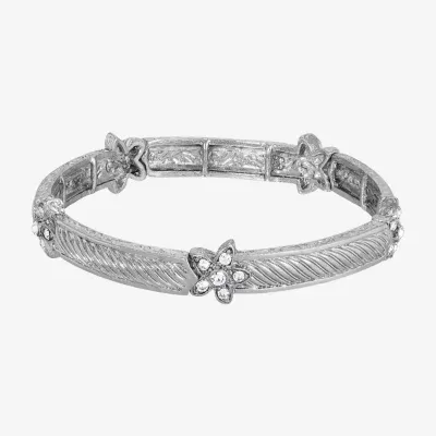 1928 Silver-Tone Crystal Star Stretch Bracelet