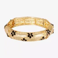 1928 Gold-Tone Crystal Flower Stretch Bracelet