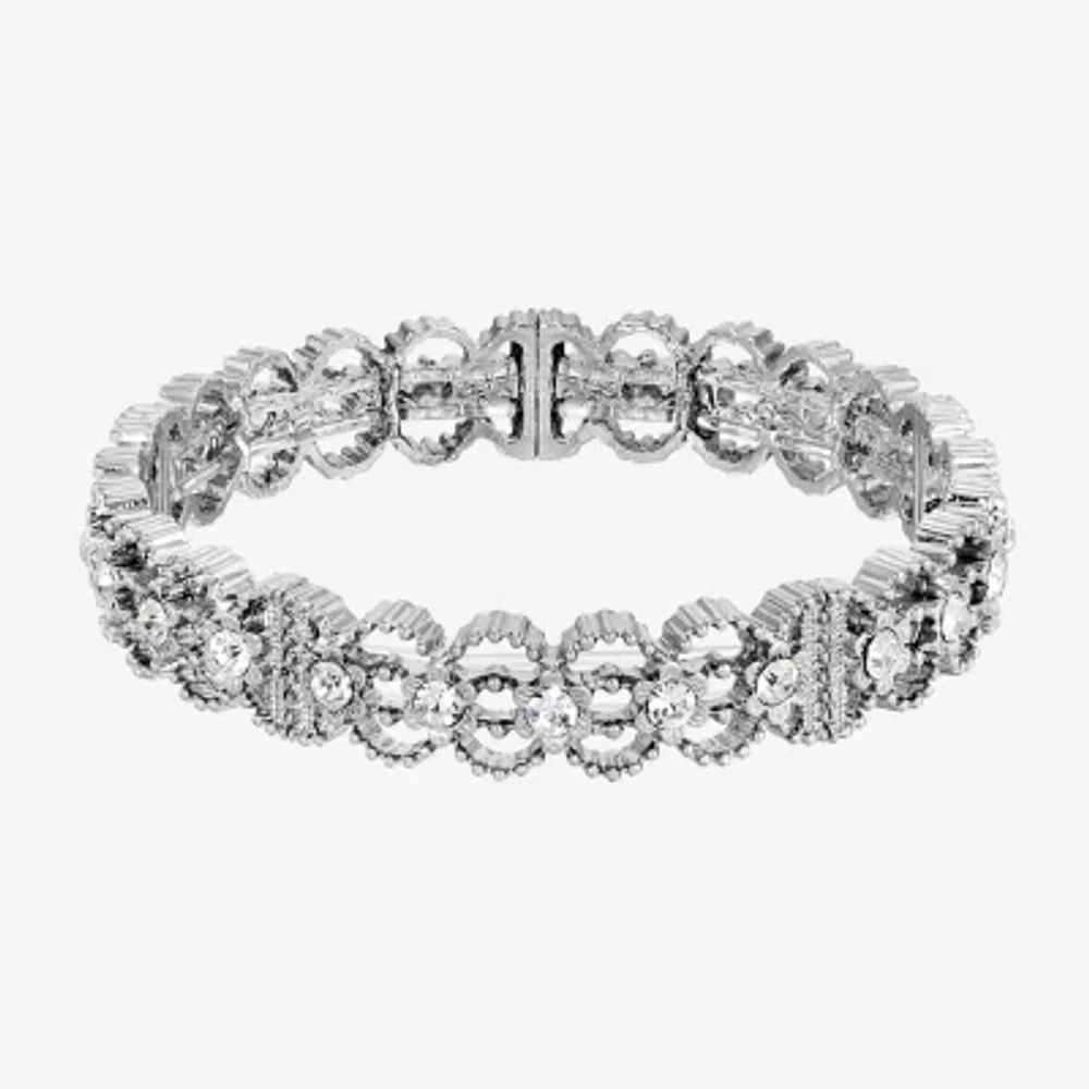 1928 Silver-Tone Crystal Stretch Bracelet