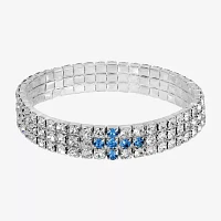 1928 Silver-Tone Crystal Cross Stretch Bracelet