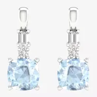 1/ CT. T.W. Genuine Blue Aquamarine 10K White Gold Drop Earrings