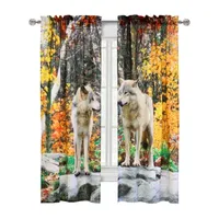 Scenic Wolves Light-Filtering Rod Pocket Set of 2 Curtain Panel