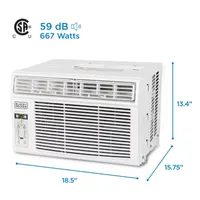 Black+Decker BD08WT6 Window Air Conditioner With Remote  8000 BTU Cools Up To 350Sq Ft Energy Efficient