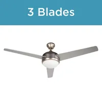 Black+Decker BCF5201R 52-Inch 3-Bladed Remote Controllable Brushed Nickel Ceiling Fan Silver