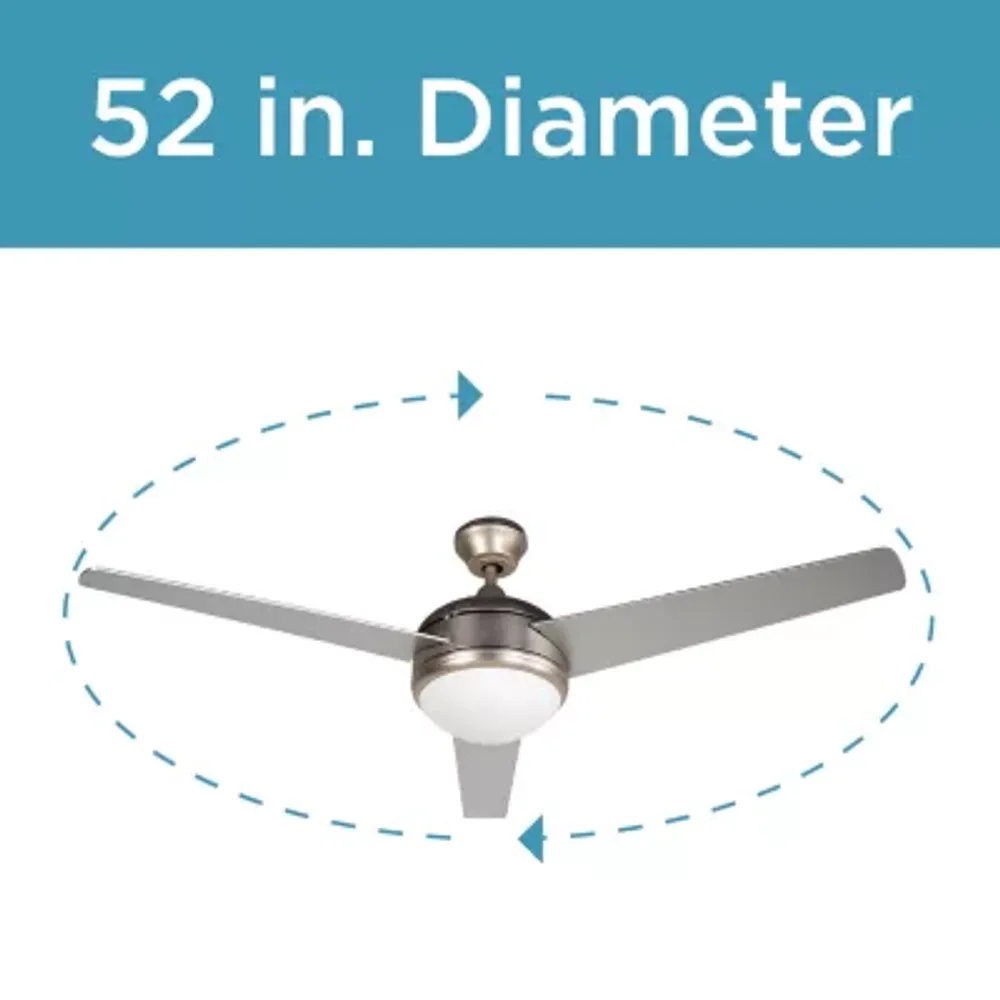 Black+Decker BCF5201R 52-Inch 3-Bladed Remote Controllable Brushed Nickel Ceiling Fan Silver