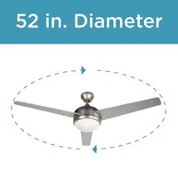 Black+Decker BCF5201R 52-Inch 3-Bladed Remote Controllable Brushed Nickel Ceiling Fan Silver