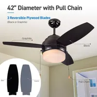 Commercial Cool 42” Modern Ceiling Fan With Lights Cools Up To 175 Sq Ft With Reversible Dual Finish Blades