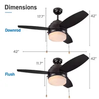 Commercial Cool 42” Modern Ceiling Fan With Lights Cools Up To 175 Sq Ft With Reversible Dual Finish Blades