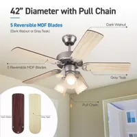 Commercial Cool 42” Contemporary Ceiling Fan With Lights Cools Up To 175 Sq Ft Reversible Dual Finish Blades