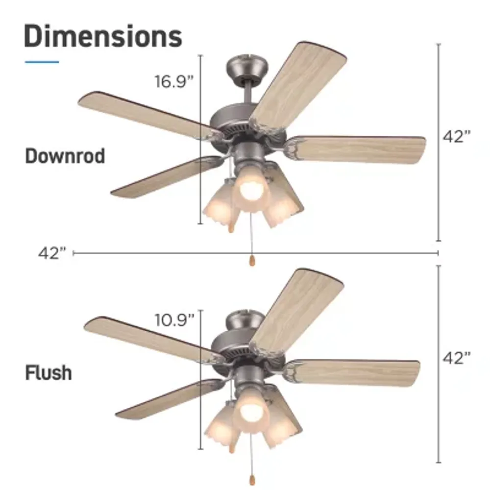 Commercial Cool 42” Contemporary Ceiling Fan With Lights Cools Up To 175 Sq Ft Reversible Dual Finish Blades