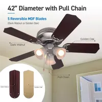 Commercial Cool 42” Contemporary Ceiling Fan With Lights Cools Up To 175Sq Ft With Dual Chain/Reversible Blades