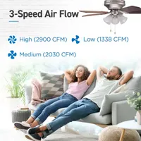 Commercial Cool 42” Contemporary Ceiling Fan With Lights Cools Up To 175Sq Ft With Dual Chain/Reversible Blades