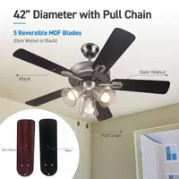 Commercial Cool 42” Contemporary Ceiling Fan With Lights Cools Up To 175 Sq Ft With Dual Chain/Reversible Blades