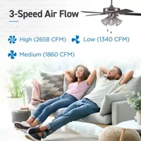 Commercial Cool 42” Contemporary Ceiling Fan With Lights Cools Up To 175 Sq Ft With Dual Chain/Reversible Blades