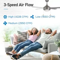 Commercial Cool 52” Modern Ceiling Fan With Lights Cools Up To 350 Sq Ft Featuring 3 Air Flow Speeds With Dual Chain