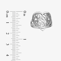 Personalized 18mm Script Monogram Heart Ring