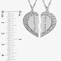 Personalized 14K Gold Over Silver Couple's Name Heart Pendant Necklaces