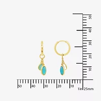 Green Agate 14K Gold Over Silver Round Drop Earrings