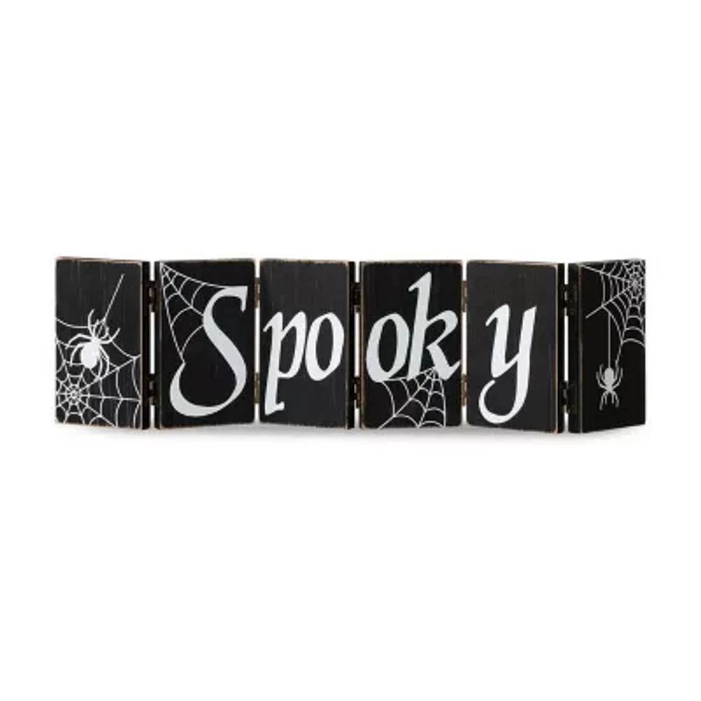 Glitzhome Halloween Wooden Hinged Sign Tabletop Decor