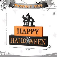 Glitzhome Wooden Haunted House Sign Halloween Tabletop Decor