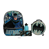 Licensed 5 Piece Batman Backpack Set with Matching Lunch Bag
