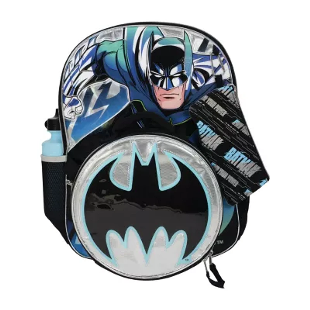 Licensed 5 Piece Batman Backpack Set with Matching Lunch Bag