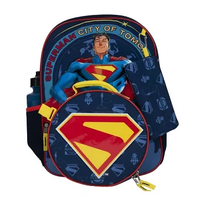 Licensed 5 Piece Superman Backpack Set with Matching Lunch Bag