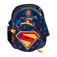 Licensed 5 Piece Superman Backpack Set with Matching Lunch Bag