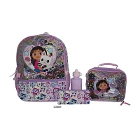 Licensed 5 Piece Gabby's Dollhouse Backpack Set with Matching Lunch Bag