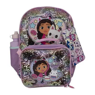 Licensed 5 Piece Gabby's Dollhouse Backpack Set with Matching Lunch Bag