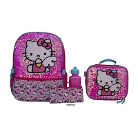 Licensed 5 Piece Hello Kitty Backpack Set with Matching Lunch Bag