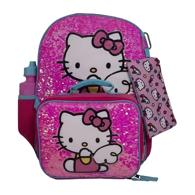 Licensed 5 Piece Hello Kitty Backpack Set with Matching Lunch Bag