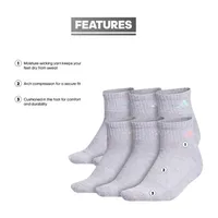 adidas Cushioned 6 Pair Quarter Ankle Socks Womens