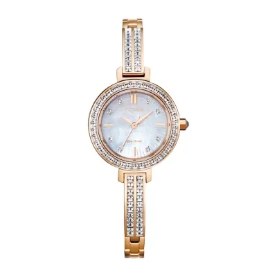 Citizen Silhouette Crystal Womens Rose Goldtone Stainless Steel Bracelet Watch Em0863-53d