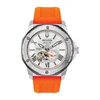 Bulova Marine Star Mens Automatic Orange Strap Watch 98a226